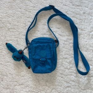 NEW Kipling Blue Mini Crossbody Bag with Monkey Keychain
